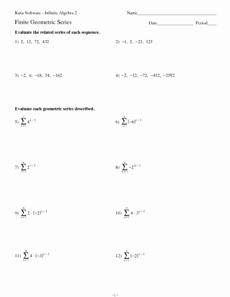 Geometric Sequence and Series Worksheet New Finite Geometric Series Worksheet for 9th 12th Grade