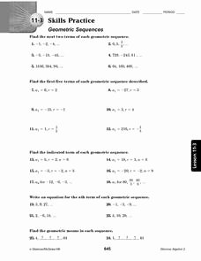 Geometric Sequence Practice Worksheet Beautiful 11 3 Skills Practice Geometric Sequences 10th 12th