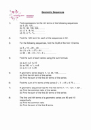 Geometric Sequence Practice Worksheet Beautiful A Level Maths Geometric Sequences Worksheet Basic by