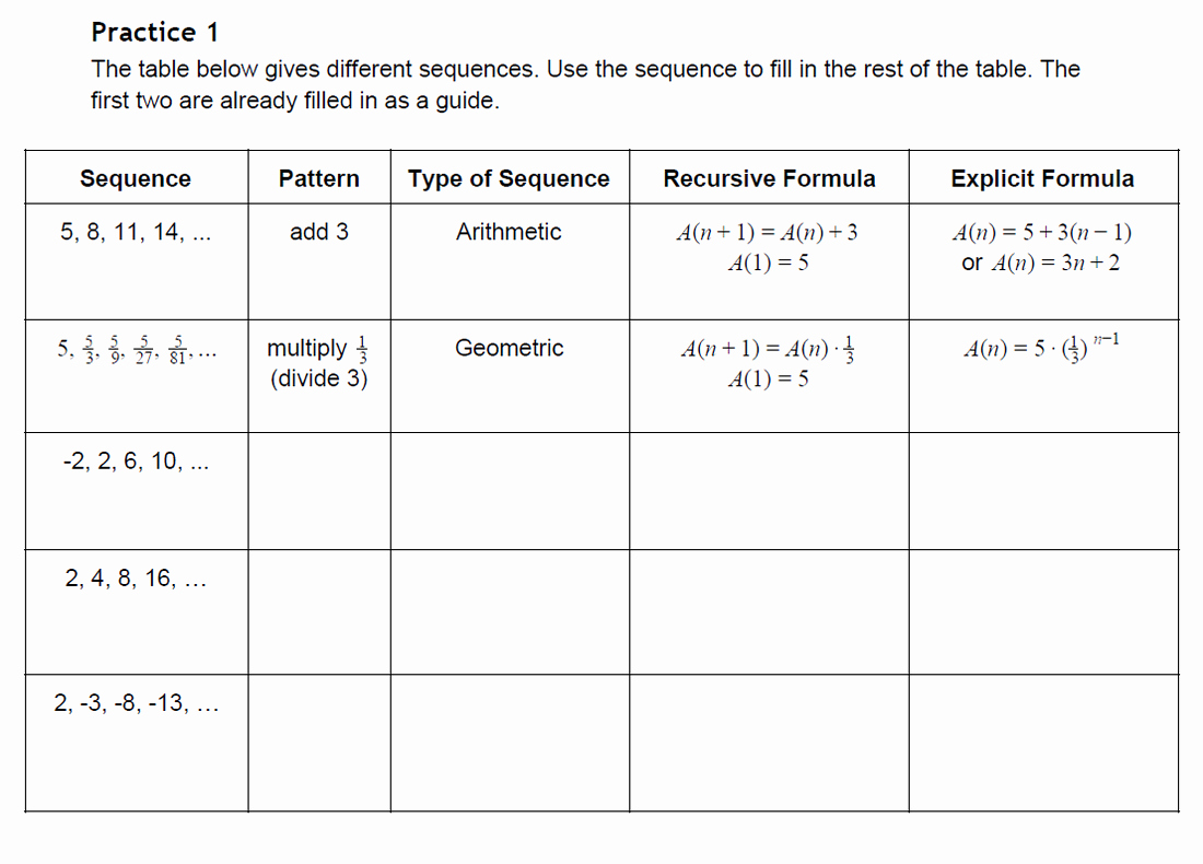 geometric sequence worksheet answers