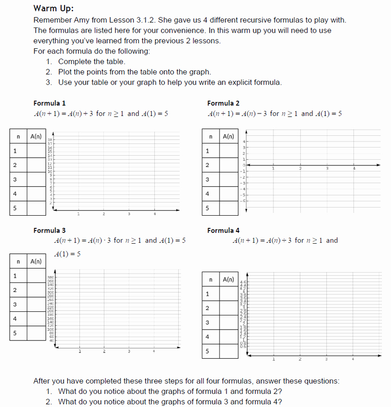 Geometric Sequence Worksheet Answers Unique Lesson 3 1 3 Arithmetic and Geometric Sequences Algebra