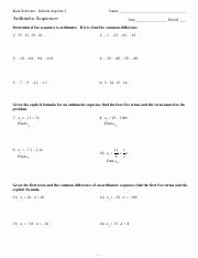Geometric Sequences Worksheet Answers Elegant Kuta software Infinite Algebra 2 Arithmetic Sequences