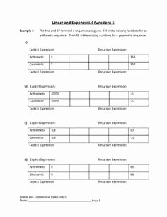 Geometric Sequences Worksheet Answers Lovely 9 Best Of Arithmetic Recursive and Explicit
