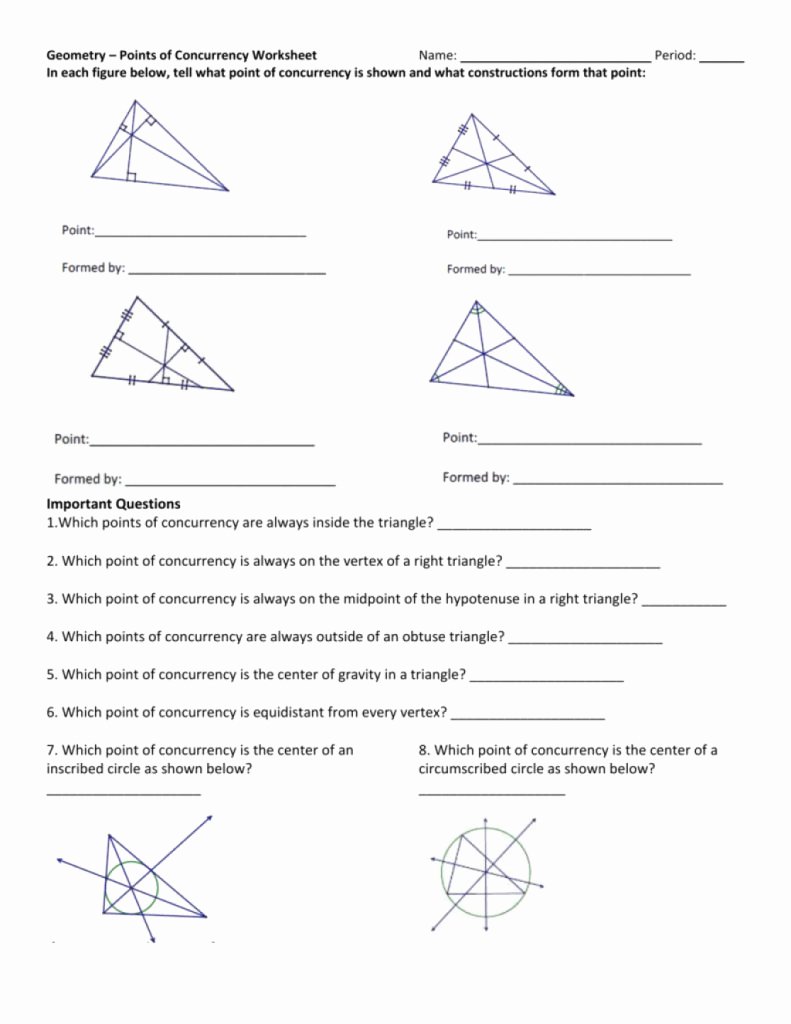 Geometry Points Of Concurrency Worksheet Awesome Awesome Geometry Fall Lesson Mp Worksheet Triangle Centers
