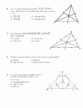 Geometry Points Of Concurrency Worksheet Inspirational Triangle Concurrency Centroid orthocenter Incenter