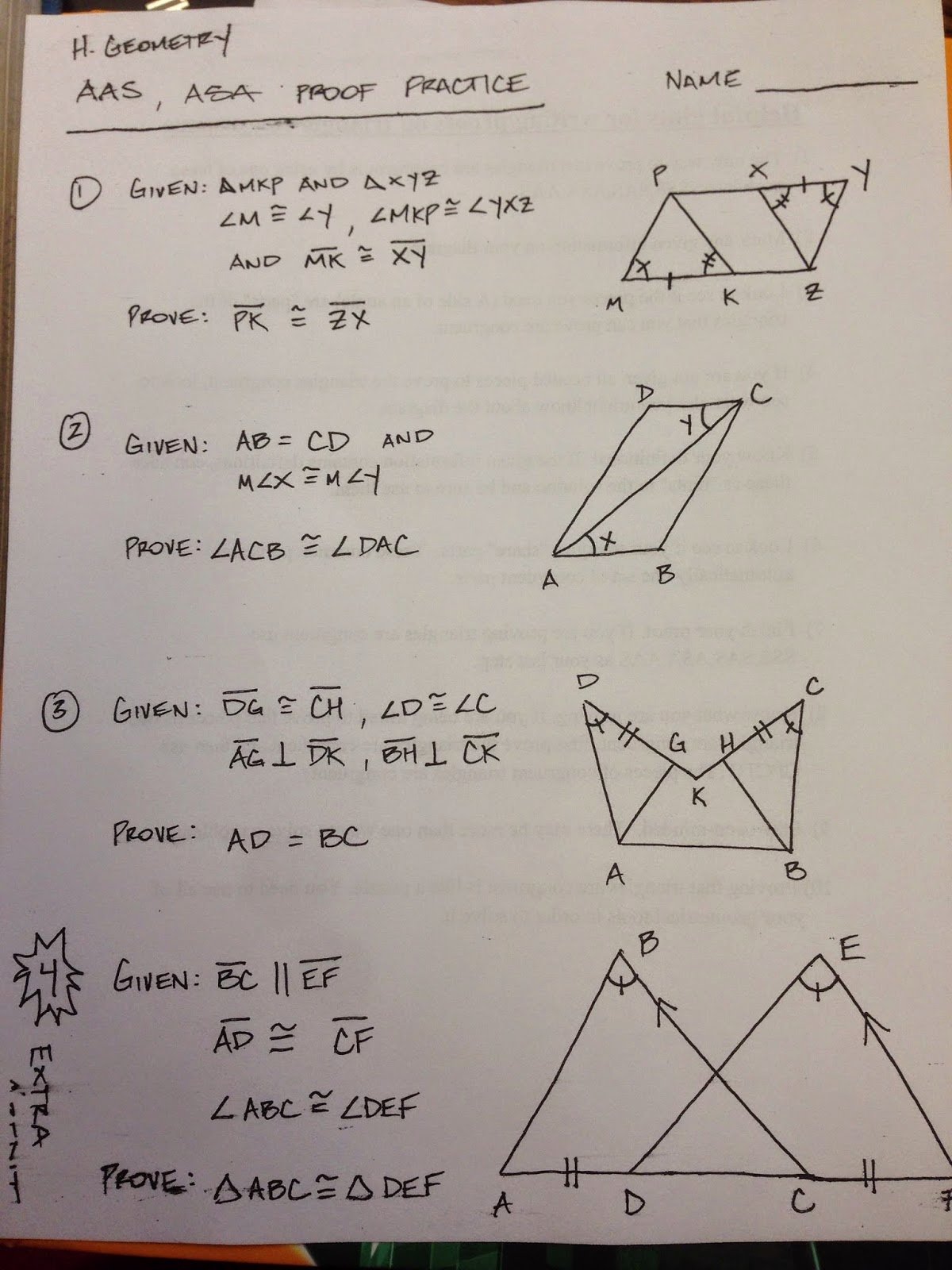 Geometry Triangle Proof Worksheet