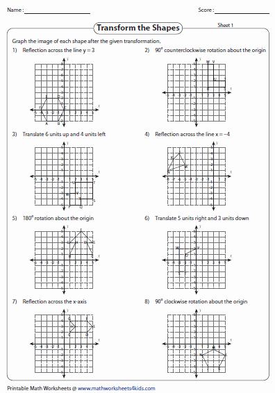 Geometry Transformations Worksheet Answers Awesome Transformation Worksheets Reflection Translation Rotation
