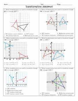 Geometry Transformations Worksheet Answers Beautiful Transformations assessment 8th Grade Math