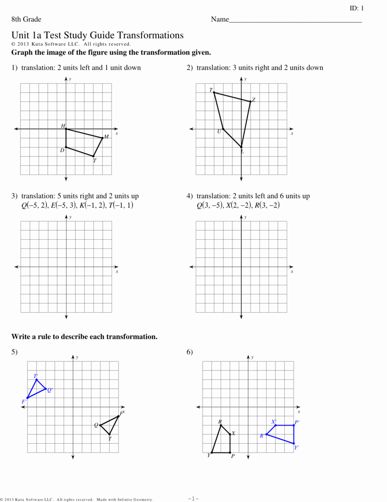 Geometry Transformations Worksheet Answers Inspirational Kuta software Infinite Geometry Translations Worksheet