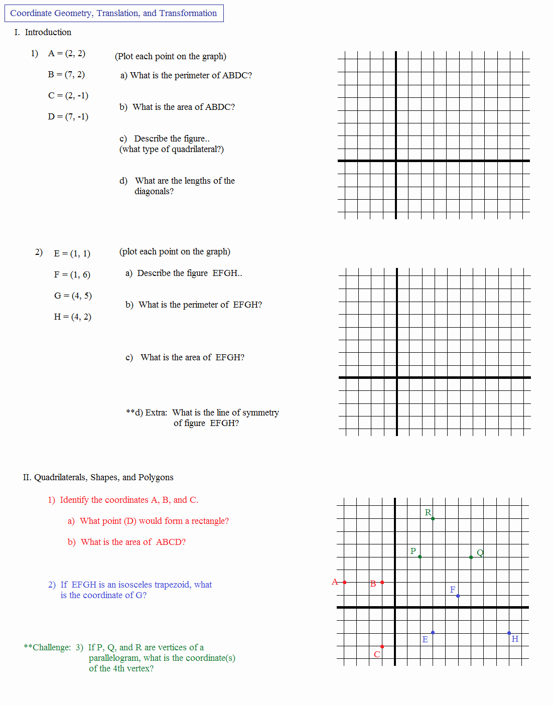 Geometry Transformations Worksheet Answers Inspirational Math Plane Coordinate Geometry 2