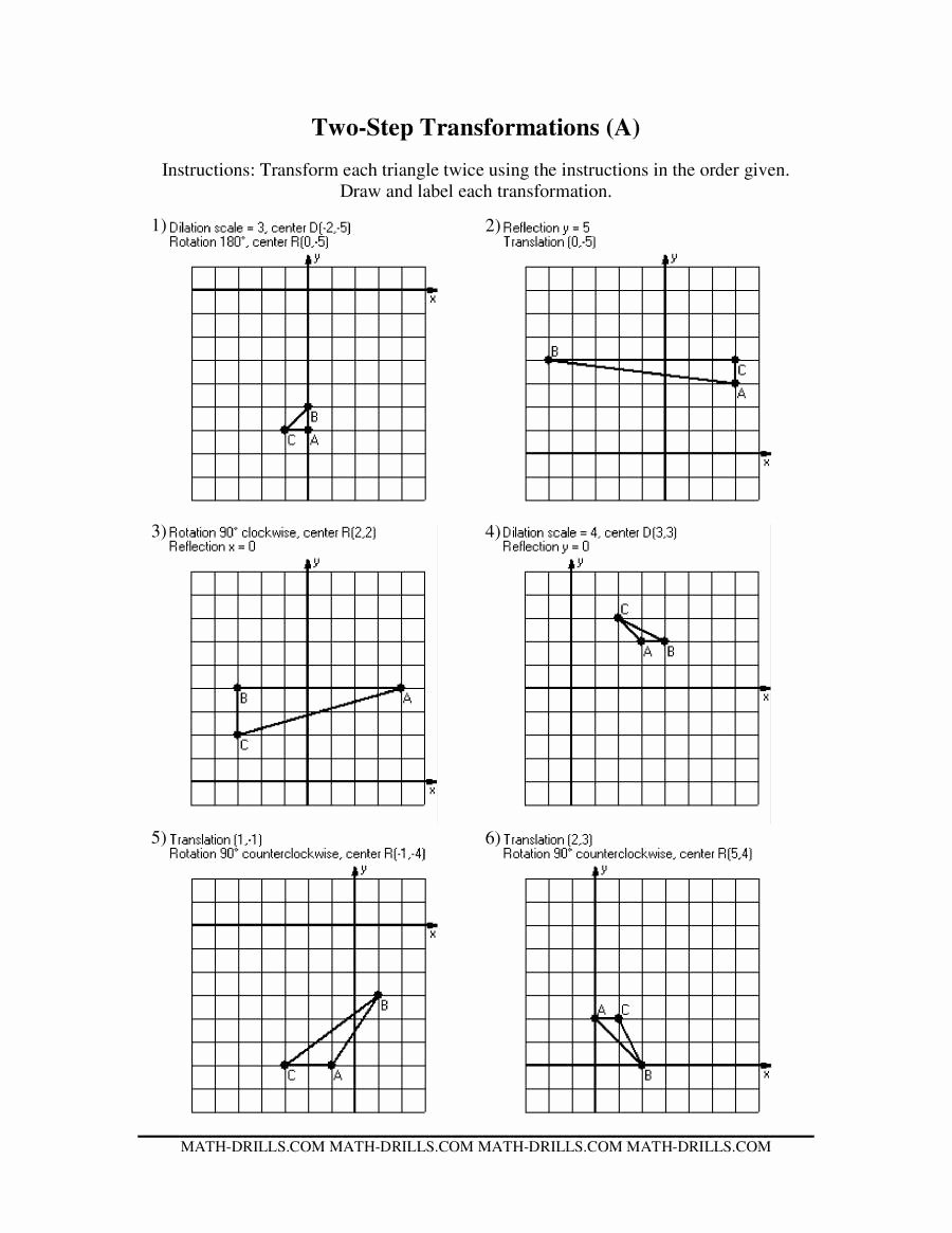 Geometry Transformations Worksheet Answers Inspirational Two Step Transformations Old Version A