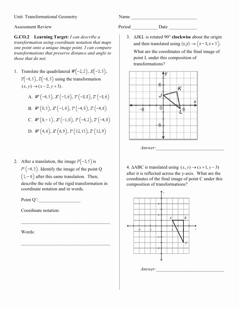 Geometry Transformations Worksheet Answers New Geometry Transformation Position Worksheet Answers