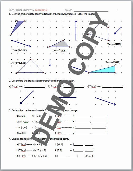Geometry Transformations Worksheet Answers Unique Geometry Transformation Position Worksheet Answer Key
