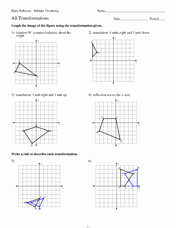 Geometry Transformations Worksheet Pdf Beautiful Geometry Transformations Practice Worksheet for 9th