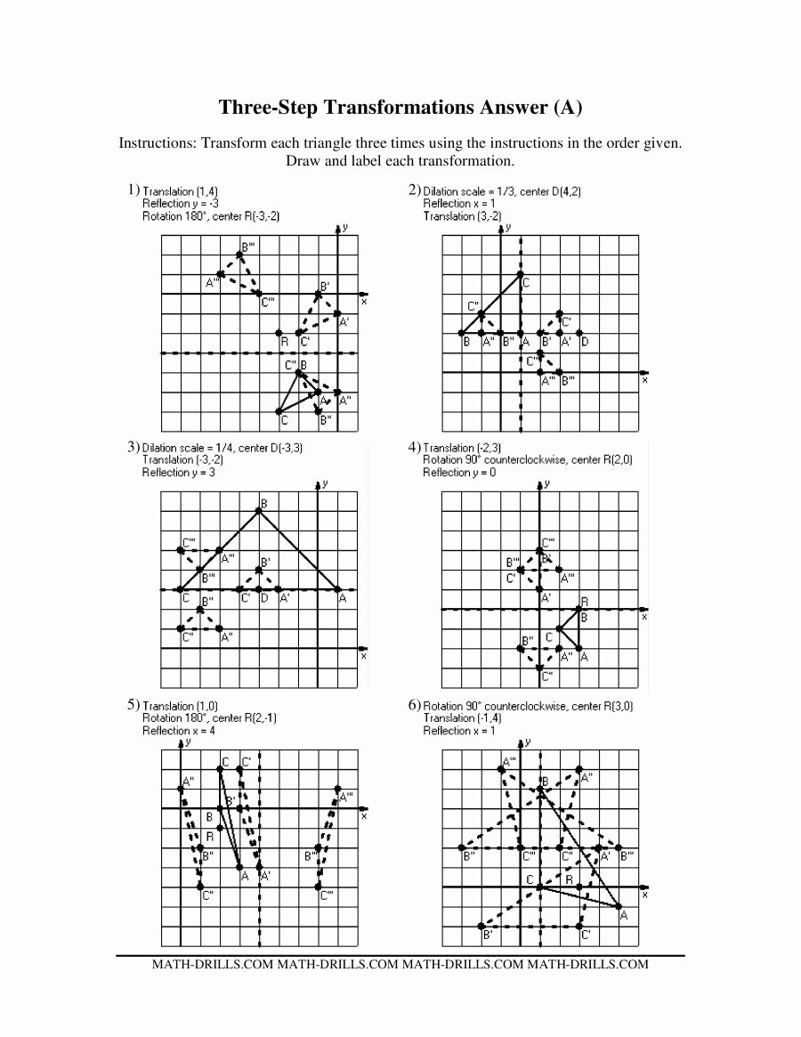 Geometry Transformations Worksheet Pdf Lovely Three Step Transformations A