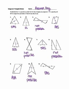 Geometry Worksheet Congruent Triangles Lovely Triangle Congruence Worksheet Fall 2010 with Answer Key