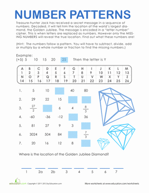 Get the Message Math Worksheet Inspirational Number Patterns Treasure Hunt Worksheet