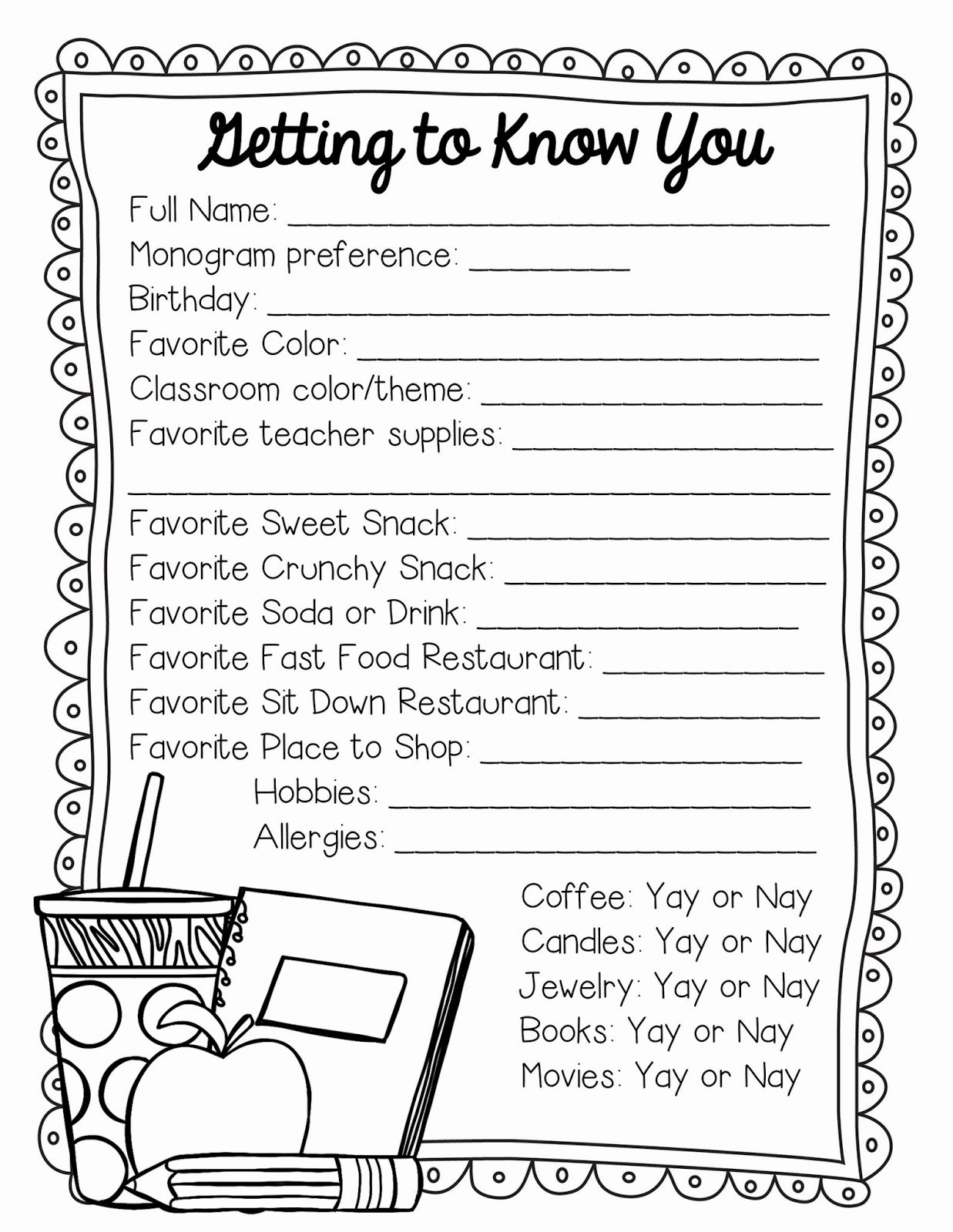 Getting to Know You Worksheet Lovely 2nd Grade Snickerdoodles Getting to Know the Teacher Freebie