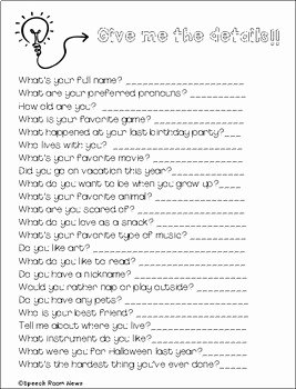 Getting to Know You Worksheet New Get to Know You Worksheets Speech therapy Prek High