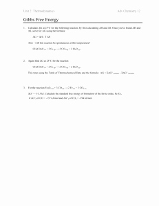 Gibbs Free Energy Worksheet New thermochemistry Practice Problems