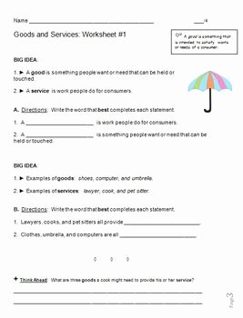 Goods and Services Worksheet Inspirational Goods and Services Economics Skill Sheets by Lessons4now