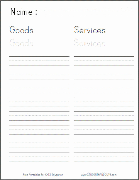 Goods and Services Worksheet Lovely Goods and Services Worksheet for Lower Elementary