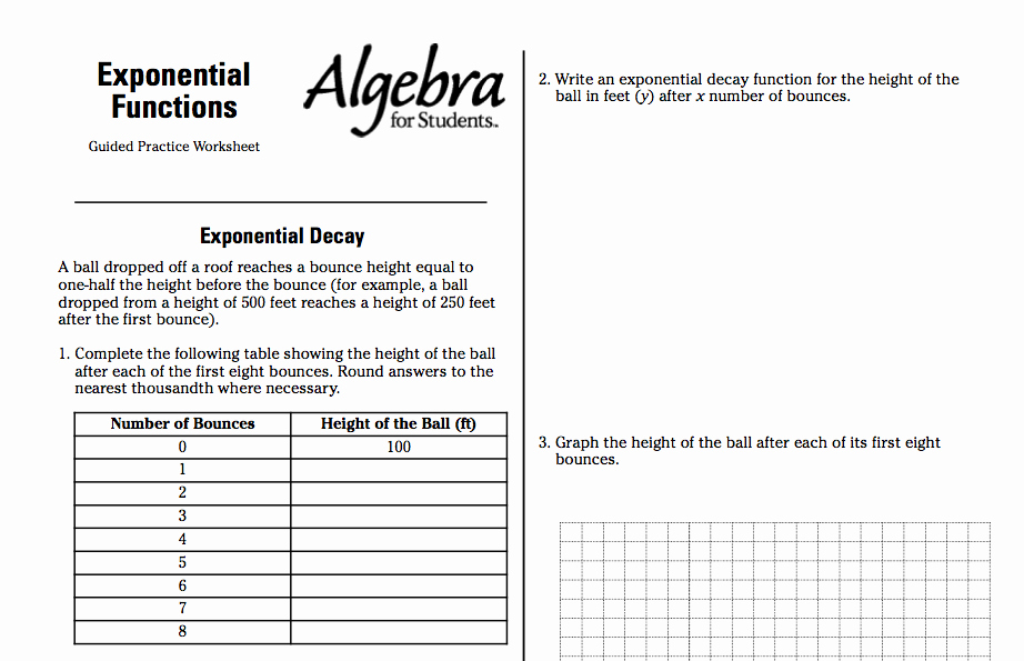 Graphing Exponential Functions Worksheet Answers Best Of Exponential Functions Worksheet
