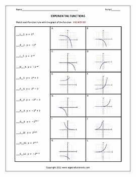 Graphing Exponential Functions Worksheet Elegant Graphing Exponential Functions Worksheet by Algebra