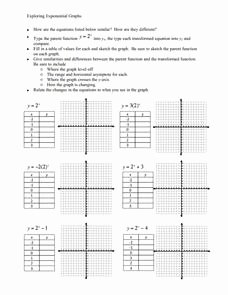 Graphing Exponential Functions Worksheet Fresh Exploring Exponential Graphs Worksheet for 9th 10th