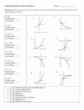 Graphing Exponential Functions Worksheet New Matching Exponential Graphs and Equations
