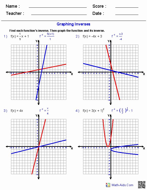 Graphing Inverse Functions Worksheet Luxury Graphing Quadratic Functions Worksheet