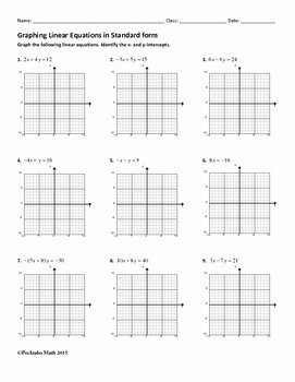 Graphing Linear Equations Worksheet Answers Awesome Graphing Linear Equations In Standard form Algebra