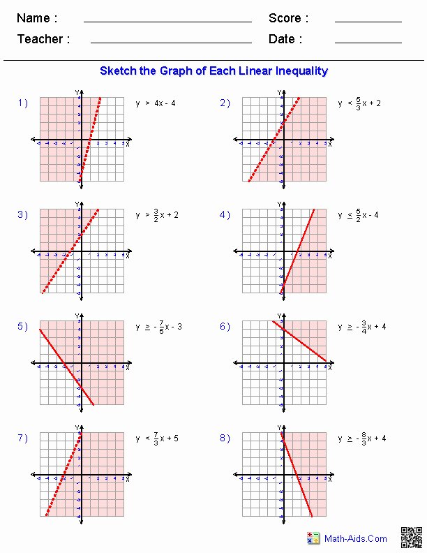 Graphing Linear Equations Worksheet Inspirational Graphing Linear Inequalities Worksheet