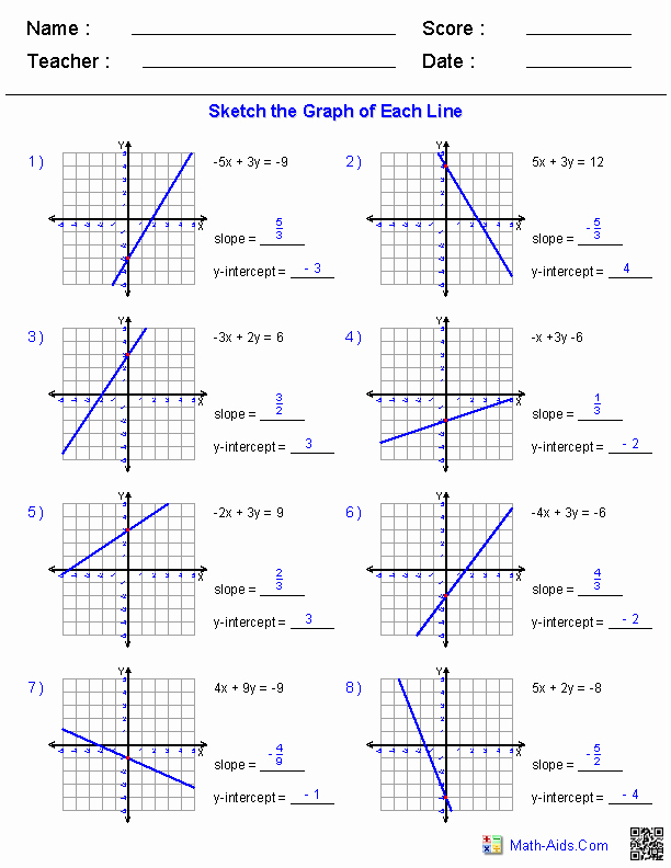 Graphing Linear Equations Worksheet New Algebra 1 Worksheets