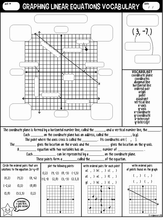 Graphing Linear Functions Worksheet Answers Beautiful Graphing Linear Equations Vocabulary Guided Notes