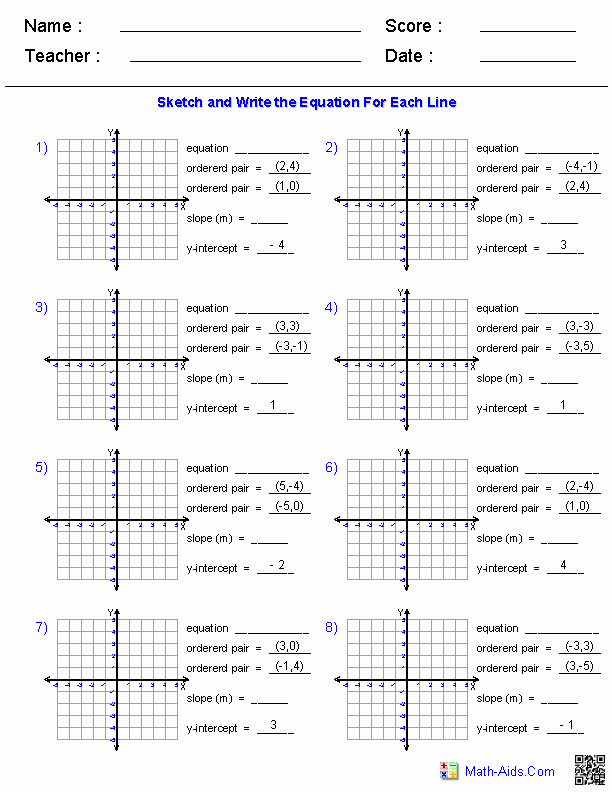 Graphing Linear Functions Worksheet New Pre Algebra Worksheets