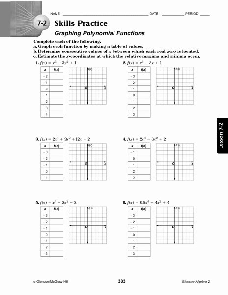 Graphing Linear Functions Worksheet Pdf Elegant 7 2 Skills Practice Graphing Polynomial Functions