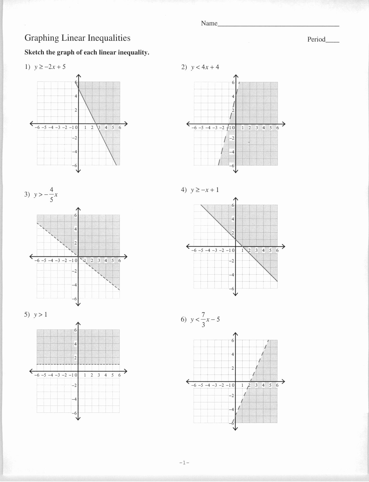 Graphing Linear Inequalities Worksheet Answers New Graphing Linear Equations Worksheets with Answers