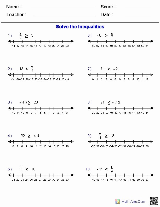 Graphing Linear Inequalities Worksheet Answers Unique E Step Inequalities Worksheets by Multiplying and