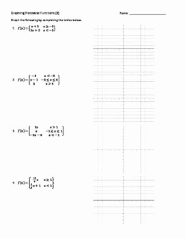 Graphing Piecewise Functions Worksheet Fresh Piece Wise Functions Evaluate & Graph 5 Practice