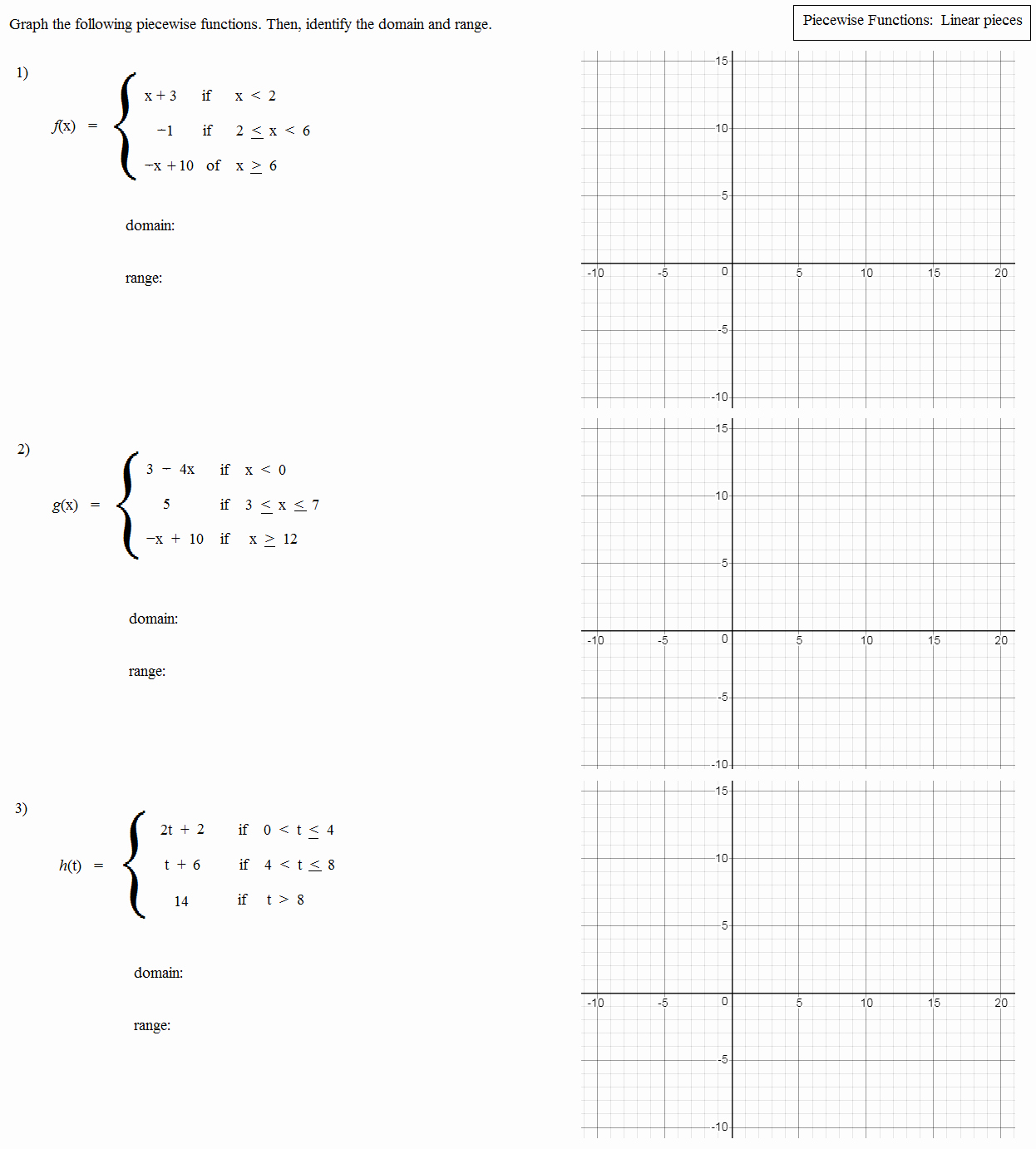 Graphing Piecewise Functions Worksheet Inspirational Math Plane Piecewise Functions &amp; F X Notation