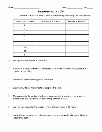 Graphing Proportional Relationships Worksheet Awesome Graphs Of Proportional Relationship Independent Practice