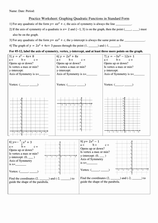 50 Graphing Quadratic Functions Worksheet Answers