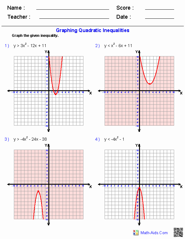 50 Graphing Quadratic Functions Worksheet Answers