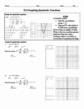 Graphing Quadratic Functions Worksheet Answers Lovely Holt Algebra 9 3 Graphing Quadratic Functions Worksheet