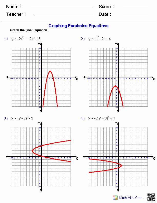 Graphing Quadratic Functions Worksheet Awesome Algebra 1 Worksheets