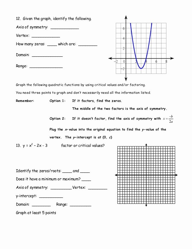 Graphing Quadratic Functions Worksheet Awesome Review solving Quadratics by Graphing