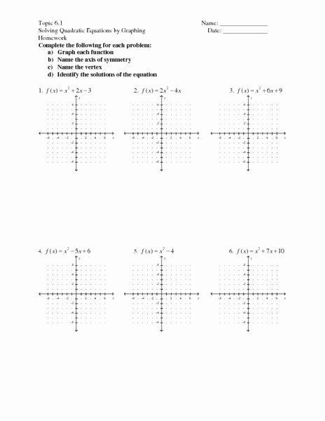 Graphing Quadratic Functions Worksheet Beautiful topic 6 1 solving Quadratic Equations by Graphing