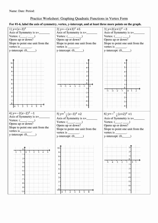Graphing Quadratic Functions Worksheet Best Of Practice Worksheet Graphing Quadratic Functions In Vertex