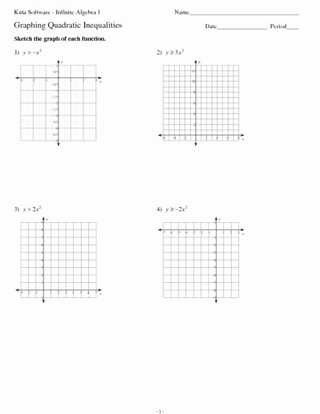 Graphing Quadratic Functions Worksheet Unique Graphing Eight Quadratic Inequalities Worksheet for 10th